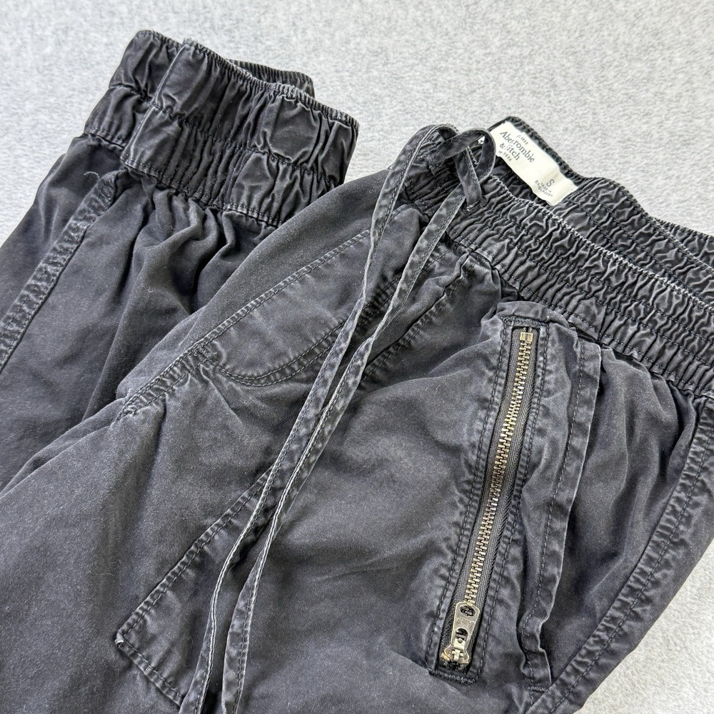 Abercrombie & Fitch Men's Jogger Pants Small Black Cotton Zip Pocket Casual